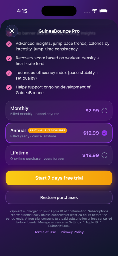 GuineaBounce Pro plans